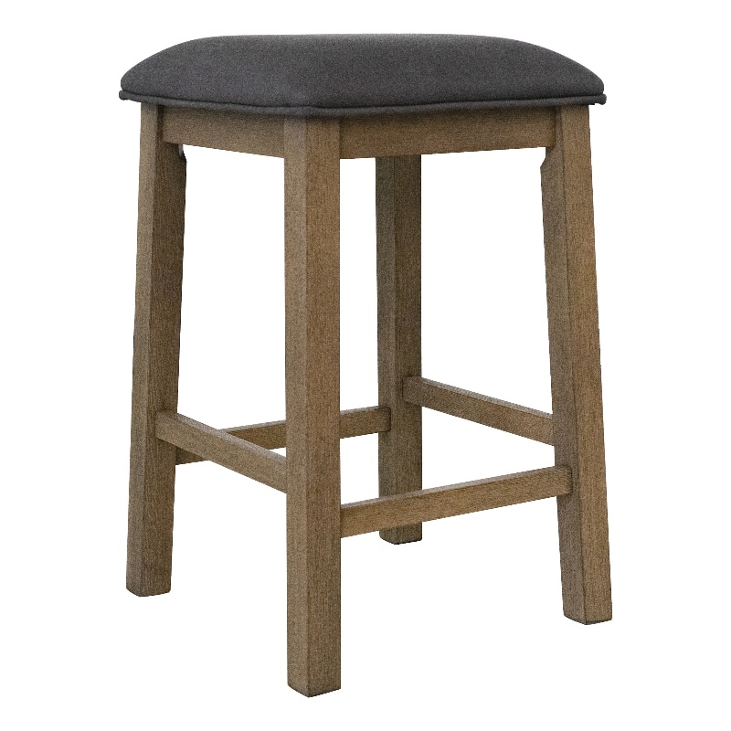 Saunders Counter Height Backless Padded Bar Stools Brown Acacia Wood (Set of 2)