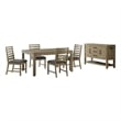 Saunders 6PC Extendable Dining Table Set Server USB 4 Chairs  Brown Acacia Wood