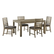 Saunders 5PC Extendable Dining Table Set 4 Slat Back Chairs Brown Acacia Wood