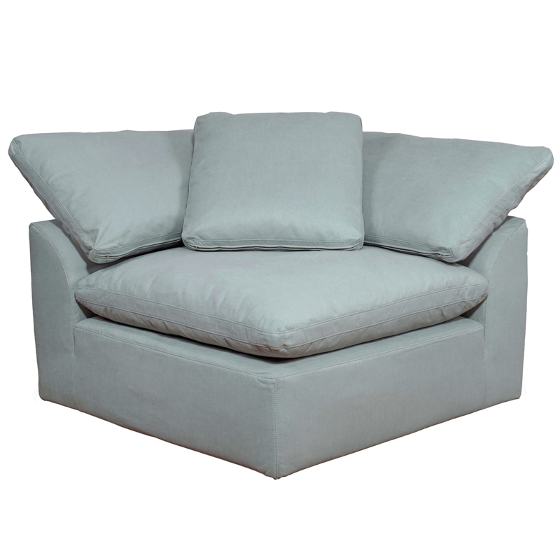 Puff 4 Pc Slipcovered Modular Sectional Sofa Performance Fabric Ocean Blue