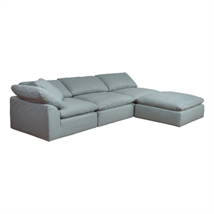 Puff 4 Pc Slipcovered Modular Sectional Sofa Performance Fabric Ocean Blue