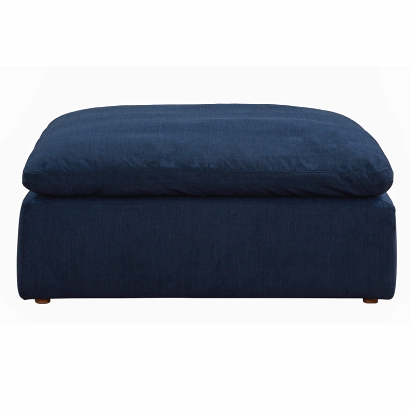 Puff 4 Pc Slipcovered Modular Sectional Sofa Performance Fabric Navy Blue