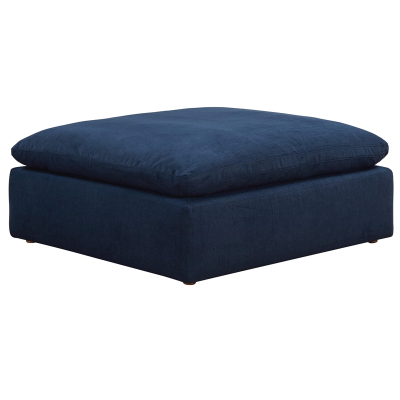 Puff 4 Pc Slipcovered Modular Sectional Sofa Performance Fabric Navy Blue