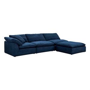 Puff 4 Pc Slipcovered Modular Sectional Sofa Performance Fabric Navy Blue