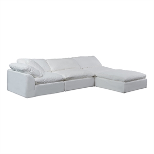 Puff 4 Pc Slipcovered Modular Sectional Sofa Performance Fabric White
