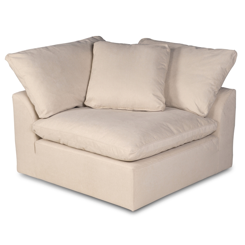 Sunset Trading Puff 4 Pc Slipcovered Sectional Sofa Performance Fabric Tan