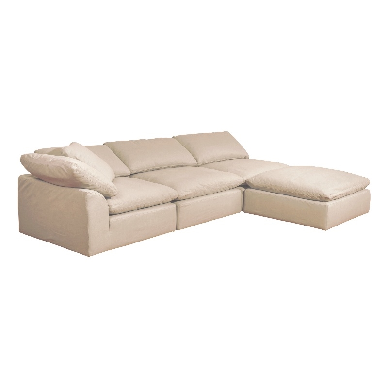 Sunset Trading Puff 4 Pc Slipcovered Sectional Sofa Performance Fabric Tan