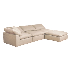 Sunset Trading Puff 4 Pc Slipcovered Sectional Sofa Performance Fabric Tan