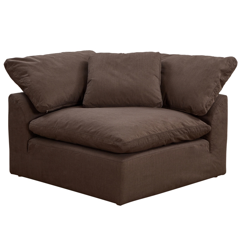 Puff 4 Pc Slipcovered Modular Sectional Sofa Performance Fabric Brown