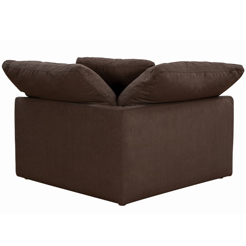 Puff 4 Pc Slipcovered Modular Sectional Sofa Performance Fabric Brown