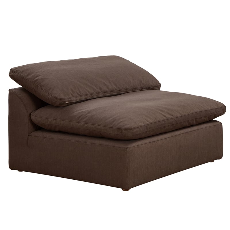 Puff 4 Pc Slipcovered Modular Sectional Sofa Performance Fabric Brown