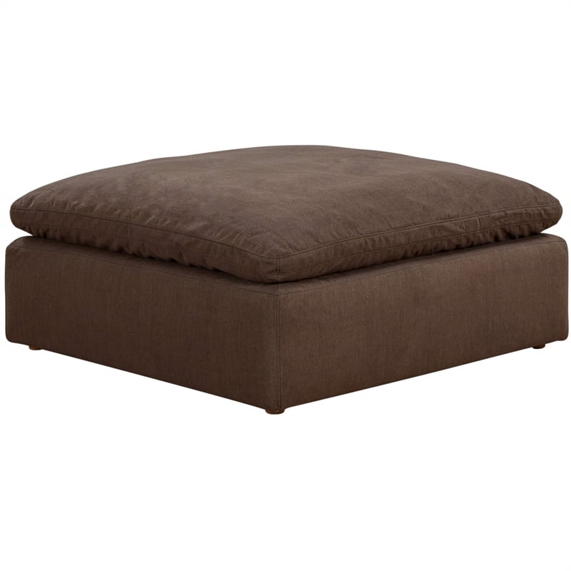 Puff 4 Pc Slipcovered Modular Sectional Sofa Performance Fabric Brown