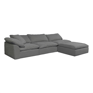 Puff 4 Pc Slipcovered Modular Sectional Sofa Performance Fabric Gray