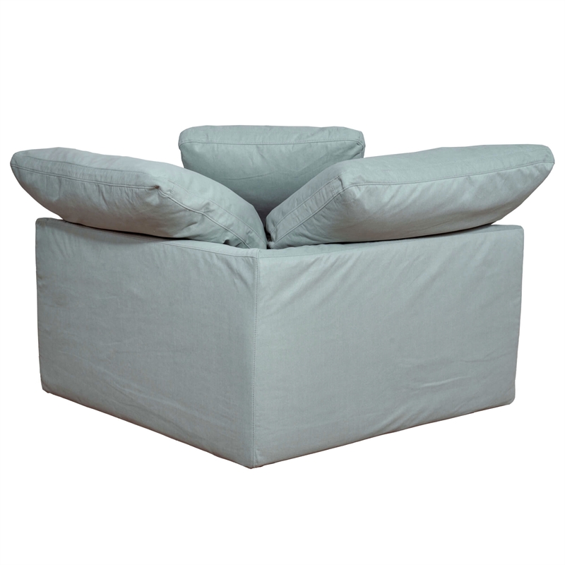Puff 5 Pc Slipcovered Modular Sectional Sofa Performance Fabric Ocean Blue