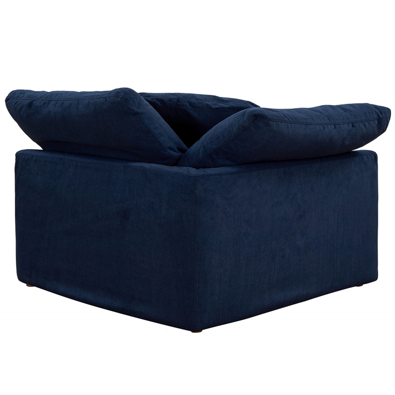 Puff 5 Pc Slipcovered Modular Sectional Sofa Performance Fabric Navy Blue