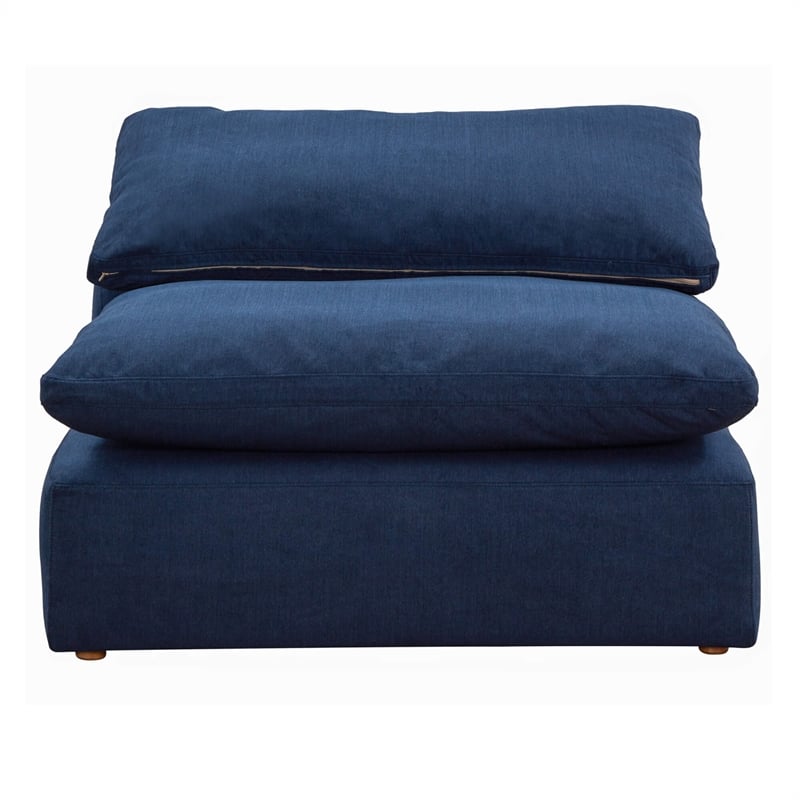 Puff 5 Pc Slipcovered Modular Sectional Sofa Performance Fabric Navy Blue