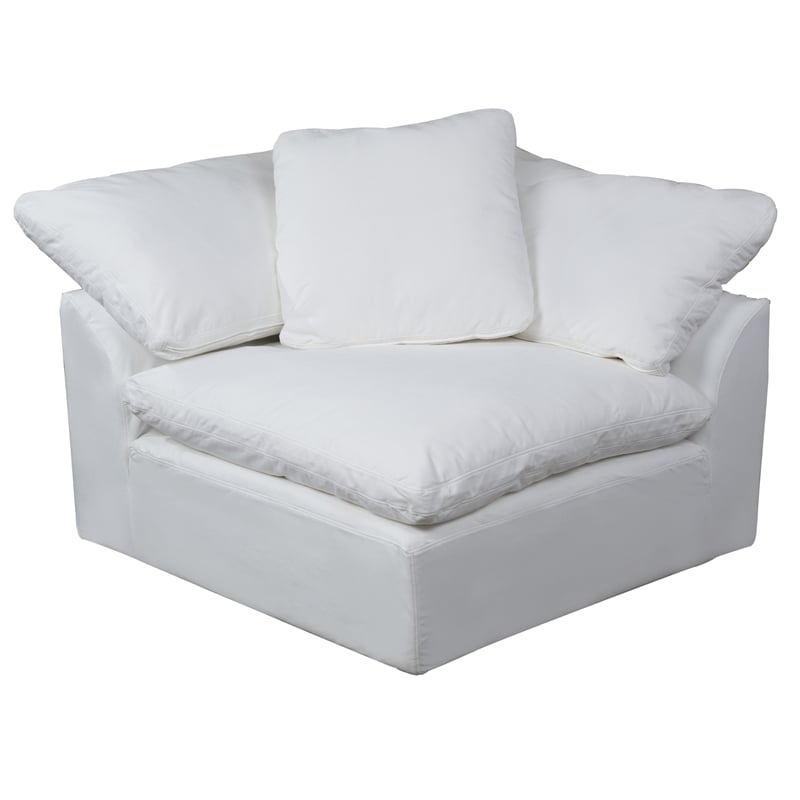 puff 5 pc slipcovered modular sectional sofa performance fabric white