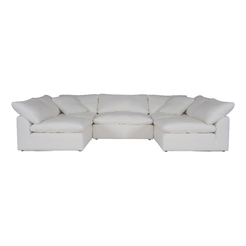 Cloud Puff Slipcovered Modular Sectional Sofa - Performance Gray 6 Piece 