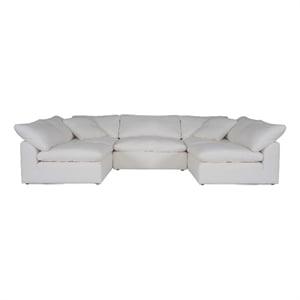 Puff 5 Pc Slipcovered Modular Sectional Sofa Performance Fabric White