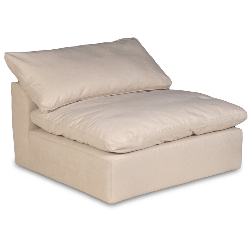 Puff 5 Pc Slipcovered Modular Sectional Sofa Performance Fabric Tan
