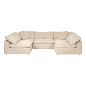 Puff 5 Pc Slipcovered Modular Sectional Sofa Performance Fabric Tan