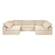 Puff 5 Pc Slipcovered Modular Sectional Sofa Performance Fabric Tan