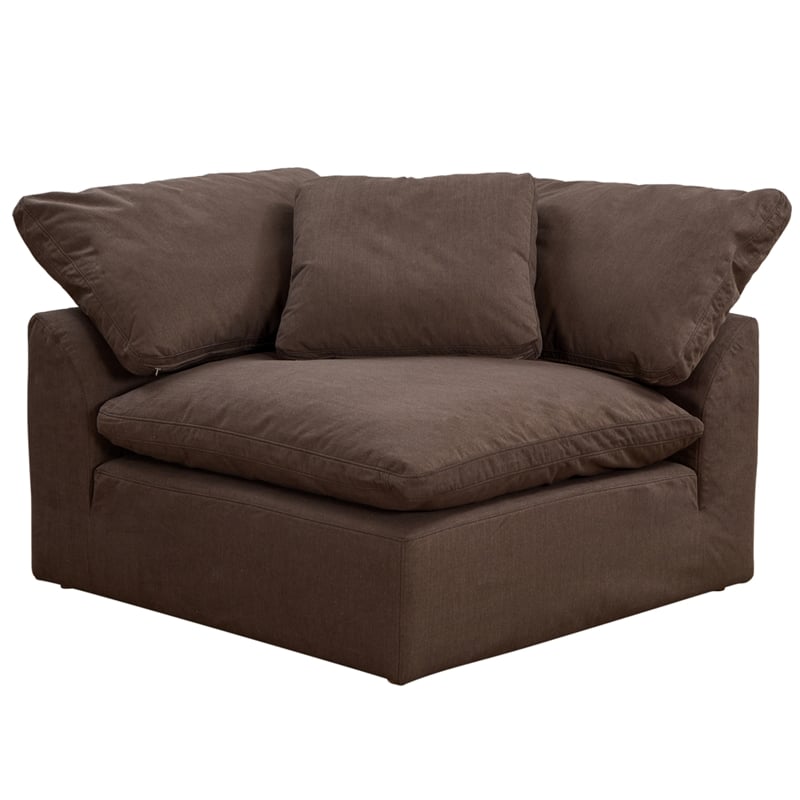 Puff 5 Pc Slipcovered Modular Sectional Sofa Performance Fabric Brown