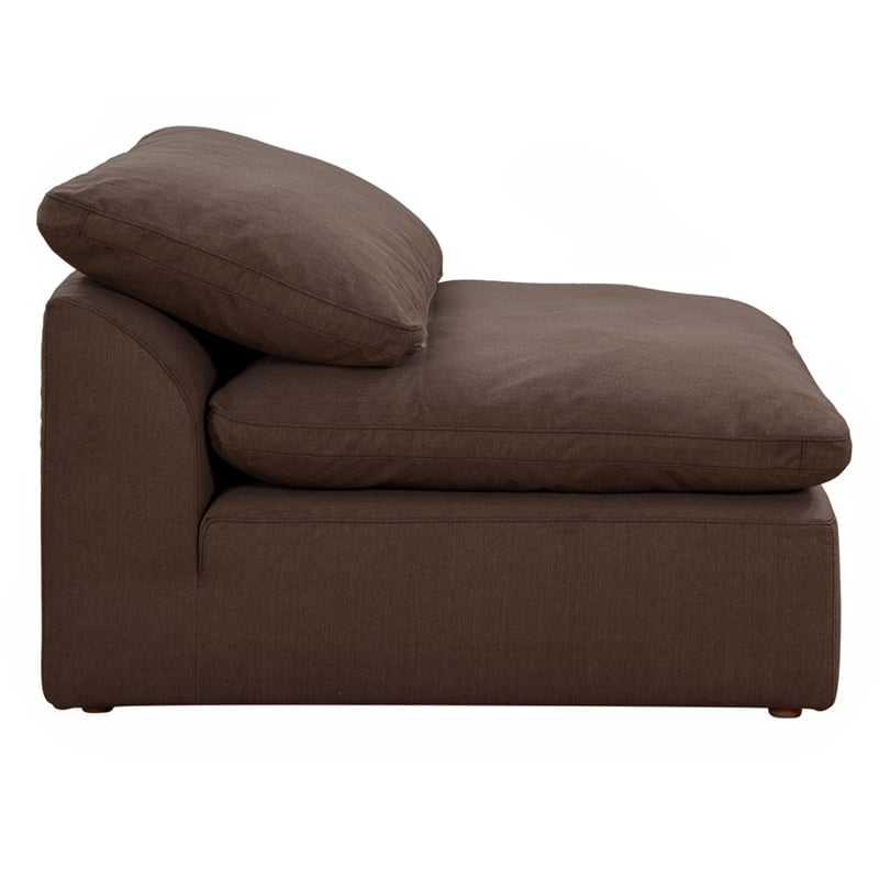 Puff 5 Pc Slipcovered Modular Sectional Sofa Performance Fabric Brown