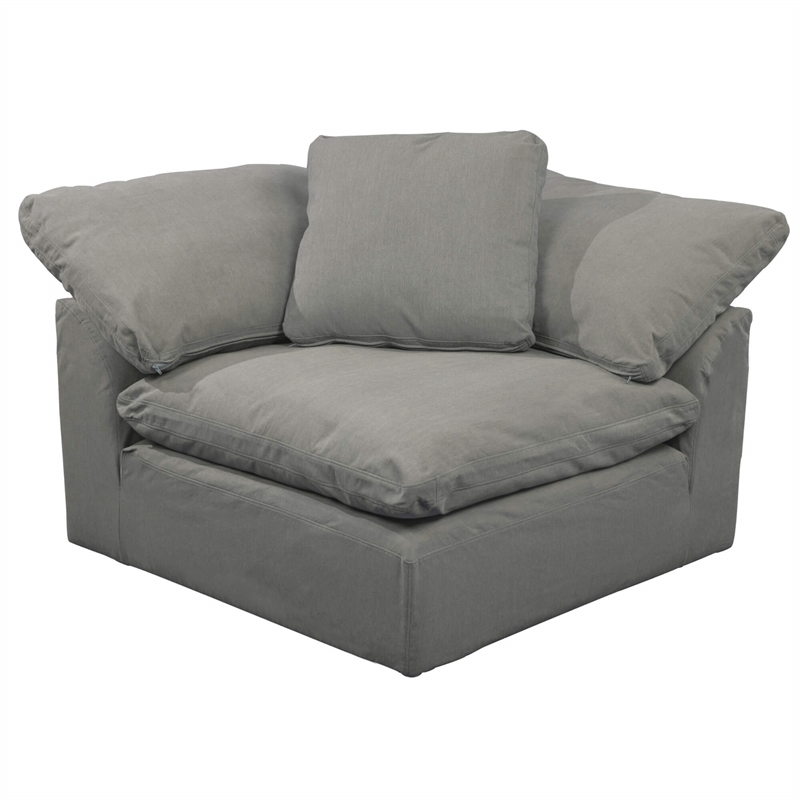 Puff 5 Pc Slipcovered Modular Sectional Sofa Performance Fabric Gray