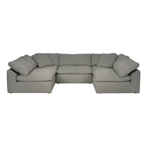 Puff 5 Pc Slipcovered Modular Sectional Sofa Performance Fabric Gray
