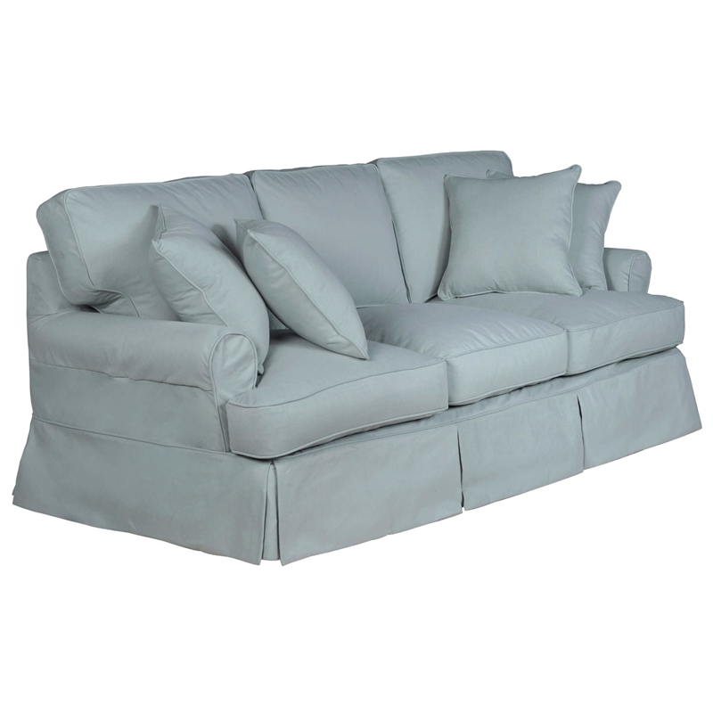 Horizon 4 Pc Slipcovered Living Room Sofa Set Ocean Blue Performance Fabric