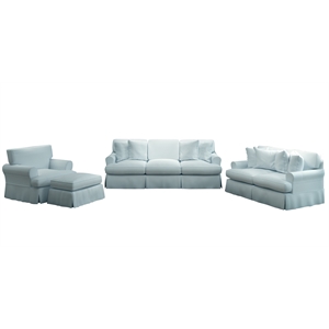 Horizon 4 Pc Slipcovered Living Room Sofa Set Ocean Blue Performance Fabric