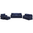 Horizon 4PC Slipcovered Living Room Set in Navy Blue Washable Performance Fabric