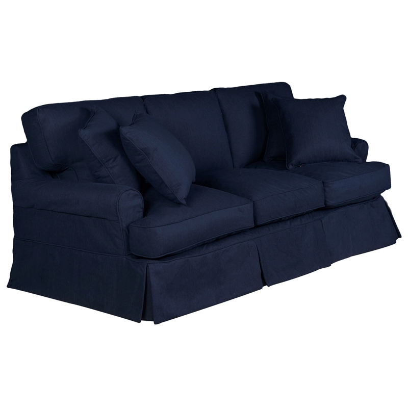 Horizon 4PC Slipcovered Living Room Set in Navy Blue Washable Performance Fabric
