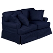 Horizon 4PC Slipcovered Living Room Set in Navy Blue Washable Performance Fabric