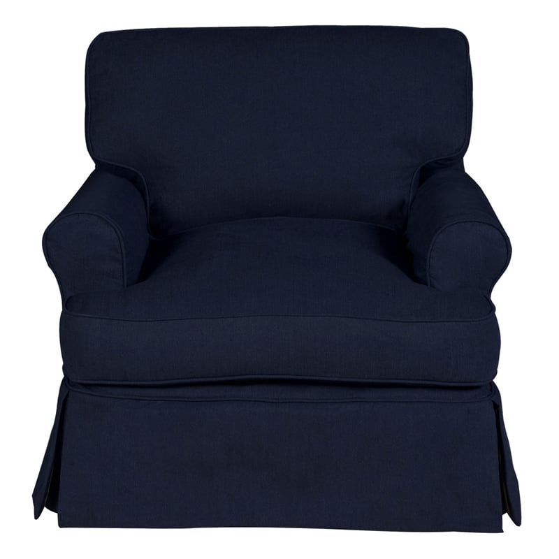 Horizon 4PC Slipcovered Living Room Set in Navy Blue Washable Performance Fabric
