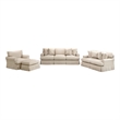 Horizon 4PC Slipcovered Living Room Sofa Set in Tan Washable Performance Fabric