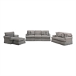 Horizon 4PC Slipcovered Living Room Sofa Set in Gray Washable Performance Fabric