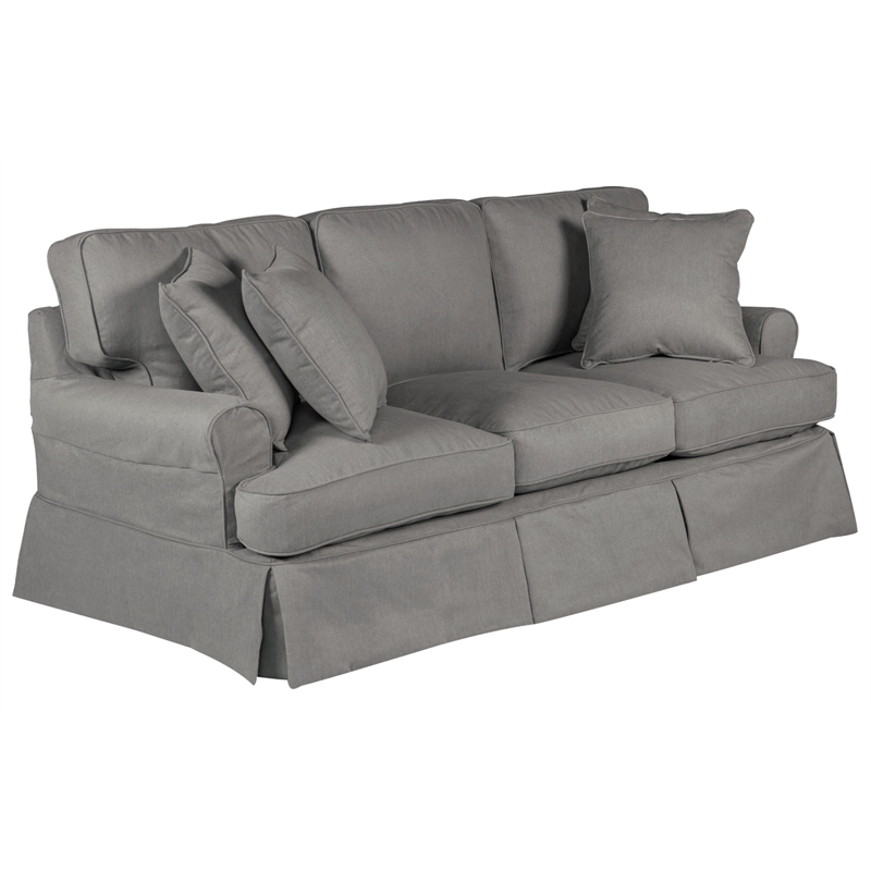 Horizon 4PC Slipcovered Living Room Sofa Set in Gray Washable Performance Fabric