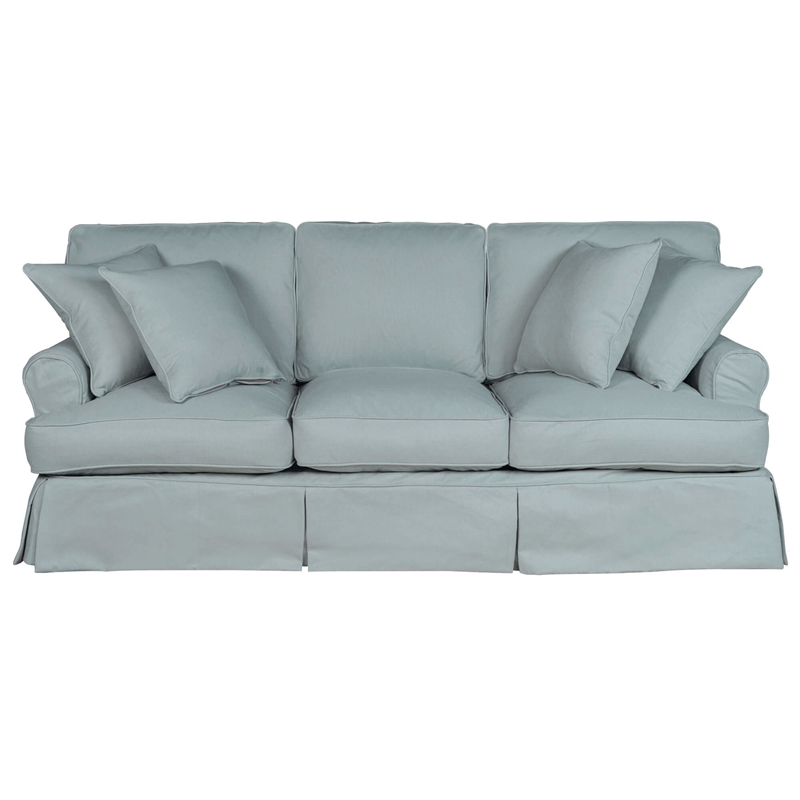 Horizon 2PC Slipcovered Sofa Loveseat Set Ocean Blue Washable Performance Fabric