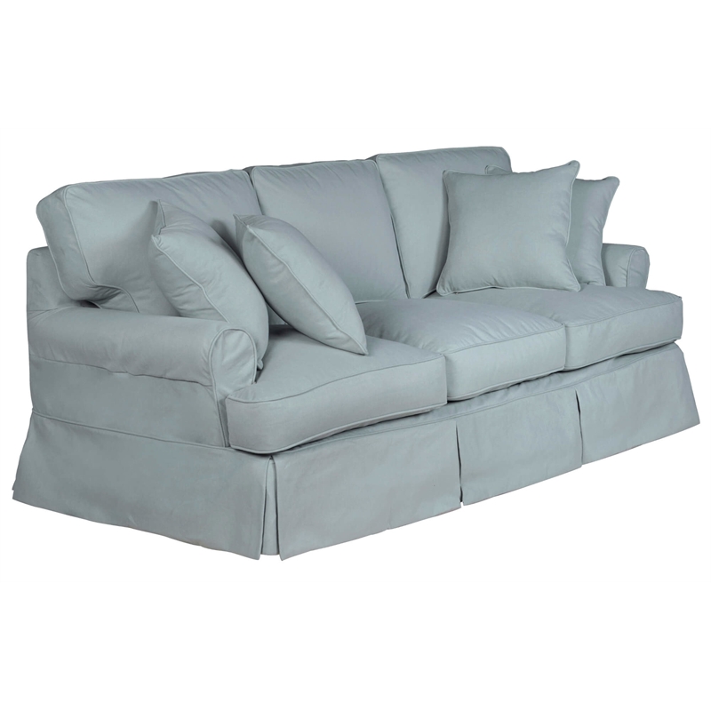 Horizon 2PC Slipcovered Sofa Loveseat Set Ocean Blue Washable Performance Fabric