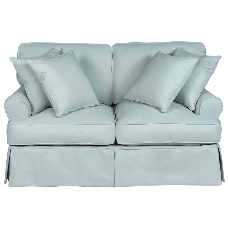 Horizon 2PC Slipcovered Sofa Loveseat Set Ocean Blue Washable Performance Fabric