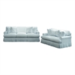 Horizon 2PC Slipcovered Sofa Loveseat Set Ocean Blue Washable Performance Fabric