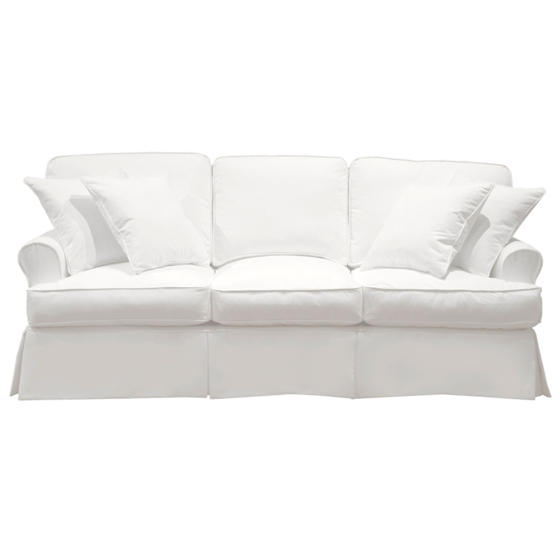 Horizon 2PC Slipcovered Sofa Loveseat Set in White Washable Performance Fabric