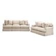 Horizon 2PC Slipcovered Sofa Loveseat Set in Tan Washable Performance Fabric