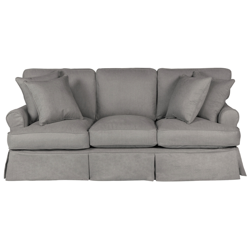 Horizon 2PC Slipcovered Sofa Loveseat Set in Gray Washable Performance Fabric