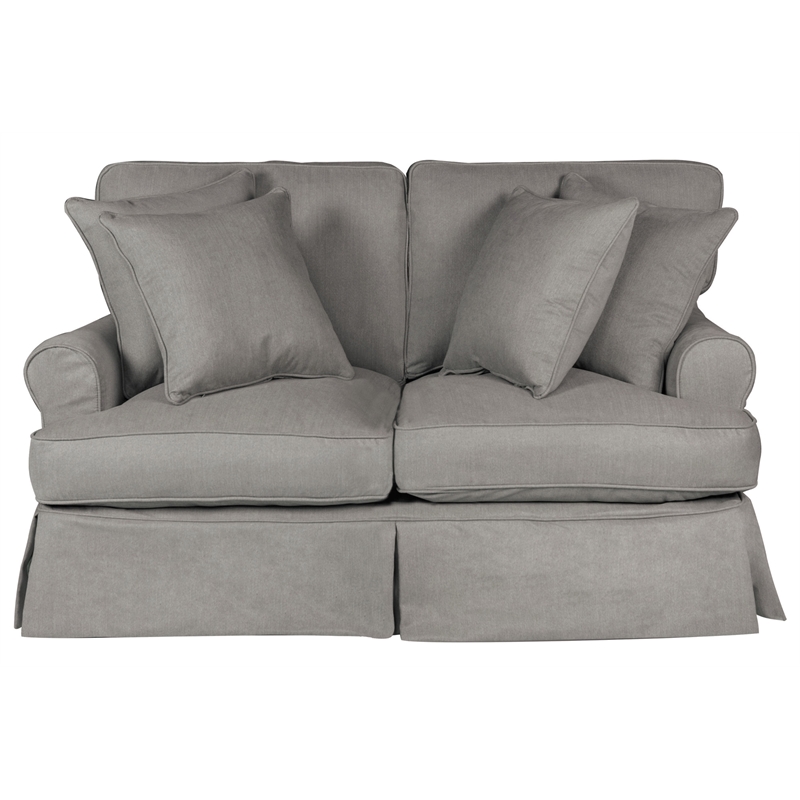 Horizon 2PC Slipcovered Sofa Loveseat Set in Gray Washable Performance Fabric