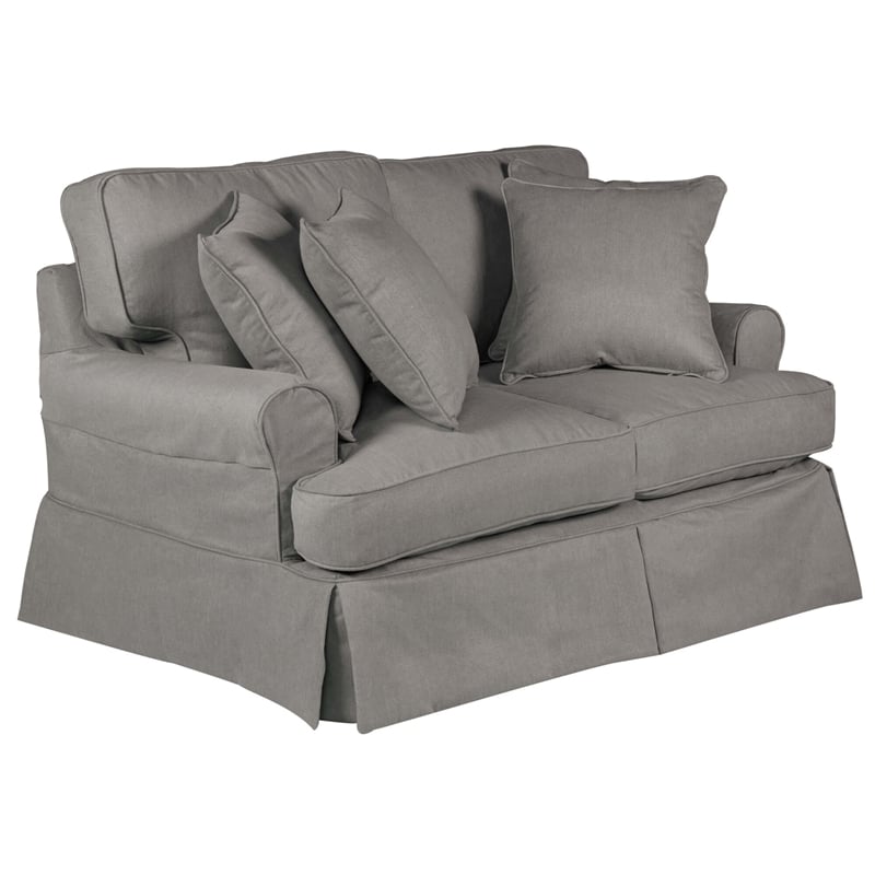 Horizon 2PC Slipcovered Sofa Loveseat Set in Gray Washable Performance Fabric