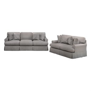 Horizon 2PC Slipcovered Sofa Loveseat Set in Gray Washable Performance Fabric