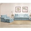 Horizon 3PC Slipcovered Sofa Chair Ottoman Set in Ocean Blue Performance Fabric